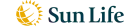 Logo of Sun Life, featuring a stylized sun in yellow and green over a dark blue background.