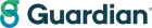 Logo of Guardian, presented as a simple cyan 'G' followed by the full brand name in dark blue.